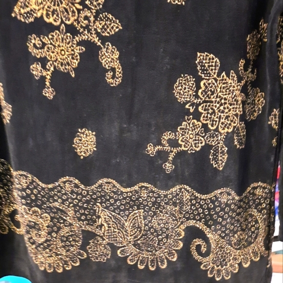 The Travelers Collection 3 Pc Set Black and Gold Floral Kimono,pants,top - Picture 16 of 16